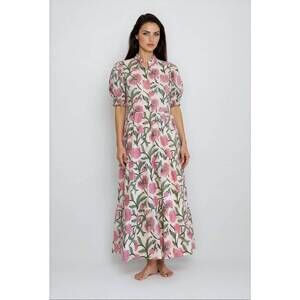 NEW KAI charleston midi dress in pink multi